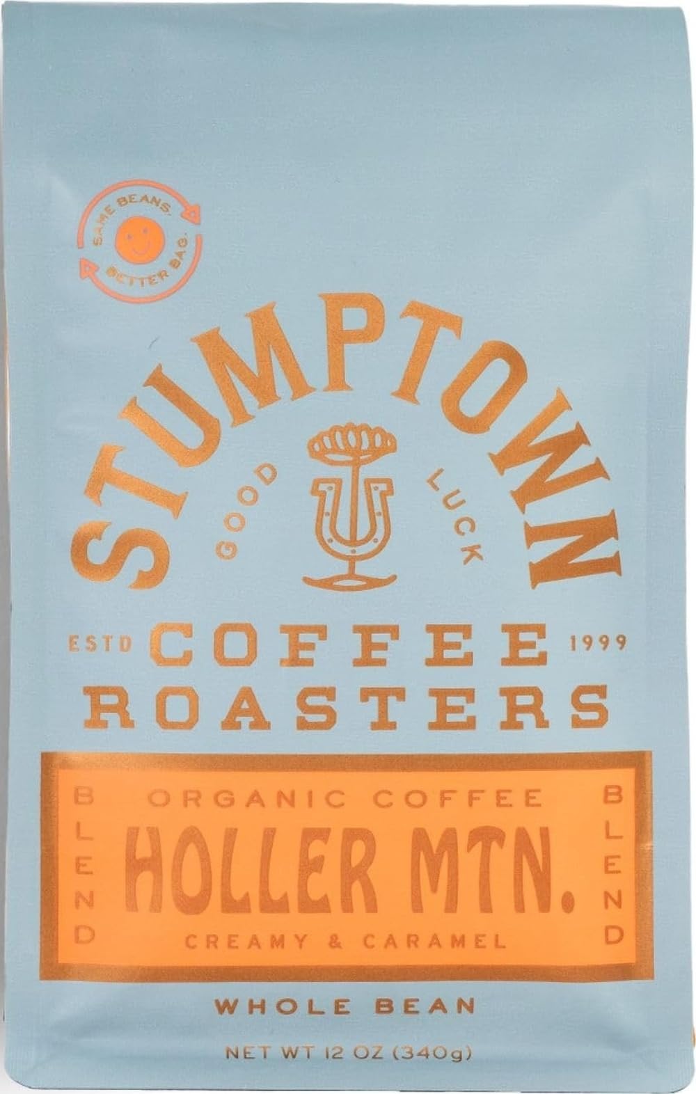 Stumptown Holler Mountain frontal del paquete mostrando diseño y práctico sellado