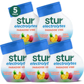 Stur frontal pack 5 mostrando envases compactos y práctico transporte