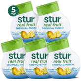 Stur tropical punch frente pack mostrando cinco botellas y ahorro