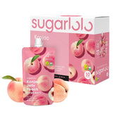 Sugarlolo frente del envase mostrando durazno y conveniencia