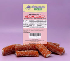 Sugarloo World bolsa abierta sobre mesa como snack en reunión