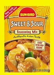 Sun Bird sobre de condimento agridulce mostrando empaque y conveniencia para cocinar
