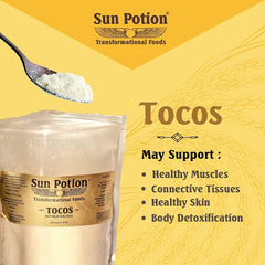 Sun Potion cuchara medidora con polvo indicando facilidad de uso