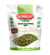 Sunbest Natural bolsa frontal 48 oz mostrando pepitas crudas y orgánicas, ideal para compras a granel