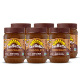 SunButter frasco delantero mostrando etiqueta y sabor chocolate, opción sin alérgenos