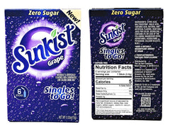Sunkist sobres junto a botella para comparar tamaño y portabilidad