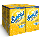 SINGLES TO GO! Sunkist frente del empaque mostrando 6 sobres y beneficios portable