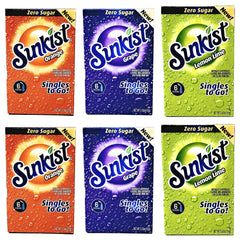 Sunkist pack frontal mostrando 6 cajas y 36 sobres, práctico para llevar