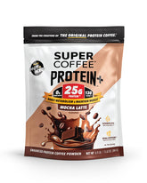 SUPER COFFEE frente del envase mostrando sabor mocha y beneficios