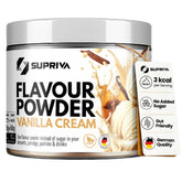 SUPRIVA envase frontal mostrando marca y sabor vainilla cream, confianza y calidad
