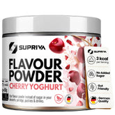 Envase SUPRIVA frente visible mostrando sabor yogur cereza y beneficio bajo en calorías