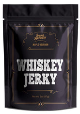 Swag Brewery empaque frontal de Whiskey Jerky mostrando sabor maple bourbon y atractivo