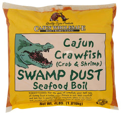 Swamp Dust bolsa 4LB frente mostrando etiqueta y uso para hervidos