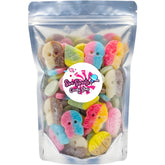 Swe Sweets Bubs bolsa frontal mostrando mezcla y cierre resellable, fácil conservar
