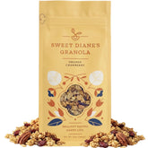 Sweet Diane's empaque frontal naranja y arándano, atrae por su calidad orgánica