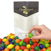 SweetGourmet bolsa frontal mostrando gomas frutales surtidas y atractivo visual