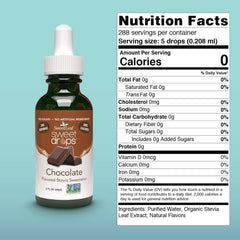 SweetLeaf detalle de etiqueta chocolate con información clara del producto