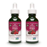 SweetLeaf frasco frontal mostrando sabor chocolate frambuesa y conveniencia