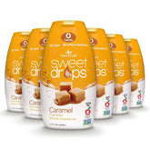 SweetLeaf frasco frontal caramelo mostrando etiqueta y beneficio sin calorías