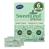 SweetLeaf paquete frontal mostrando 70 sobres y ventajas de transporte
