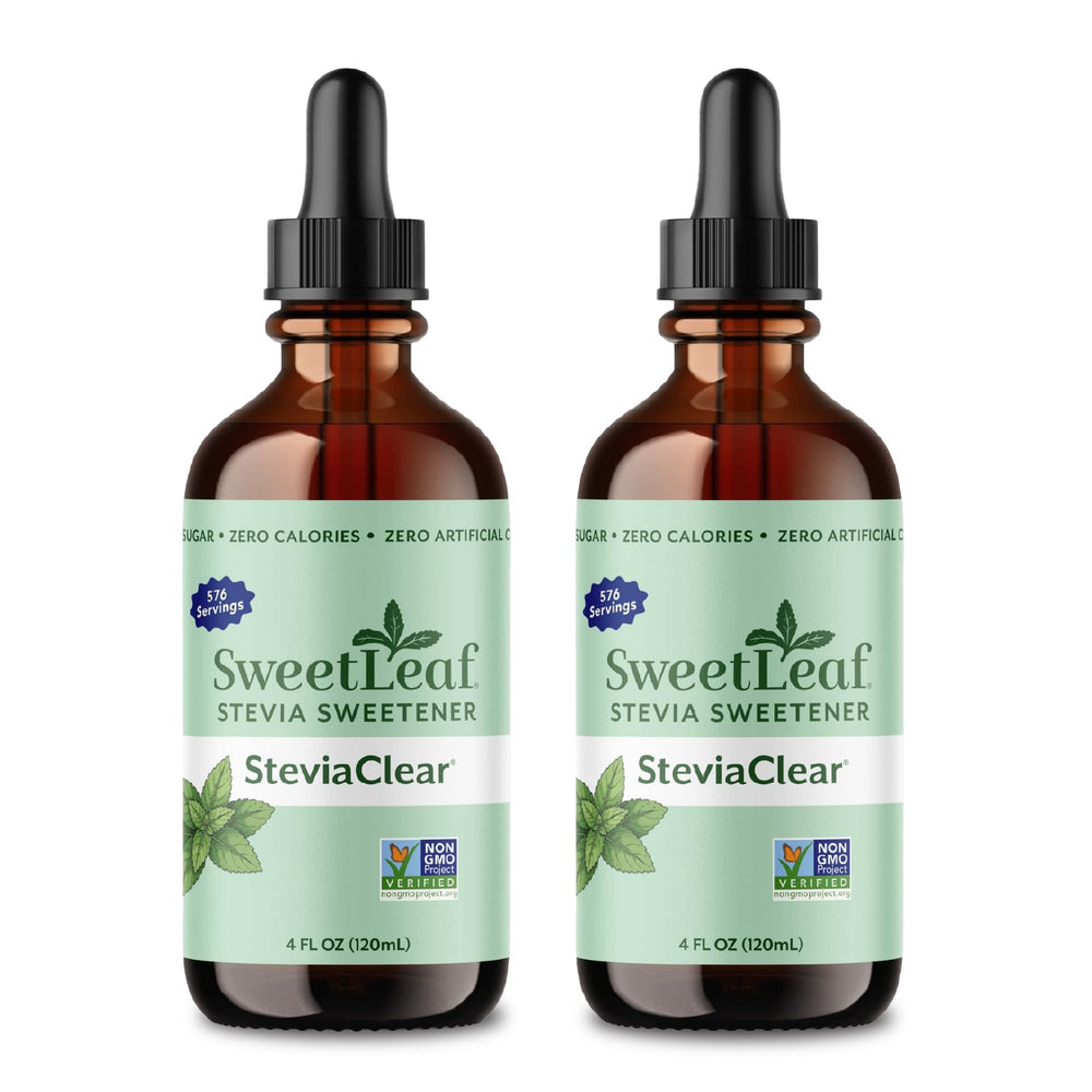 SweetLeaf frontal pack de 2 mostrando botellas compactas y convenientes
