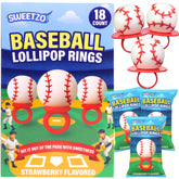 Sweetzo vista frontal del anillo piruleta béisbol, ideal para decorar fiestas