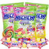 Sweetzo paquete frontal HI-CHEW mostrando bolsas y colores, ideal para elegir sabores