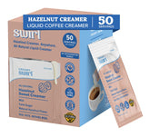 Swirl frente del empaque con 50 sobres mostrando conveniencia y sabor avellana