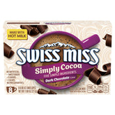Swiss Miss caja frontal mostrando el pack de 12 cajas y conveniencia