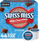 Swiss Miss empaque frontal mostrando 44 cápsulas y conveniencia inmediata