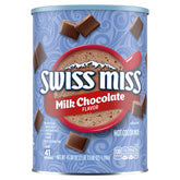 Swiss Miss frente de la lata mostrando diseño y cantidad útil