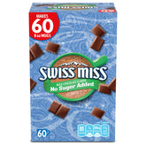 Swiss Miss vista frontal del paquete mostrando 60 sobres y conveniencia