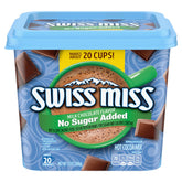 Swiss Miss lata frontal mostrando etiqueta y beneficio sin azúcar añadido