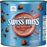 Swiss Miss lata frontal mostrando diseño y tamaño, conveniencia para múltiples porciones