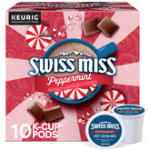 Swiss Miss empaque frontal mostrando cápsulas y marca, conveniencia inmediata