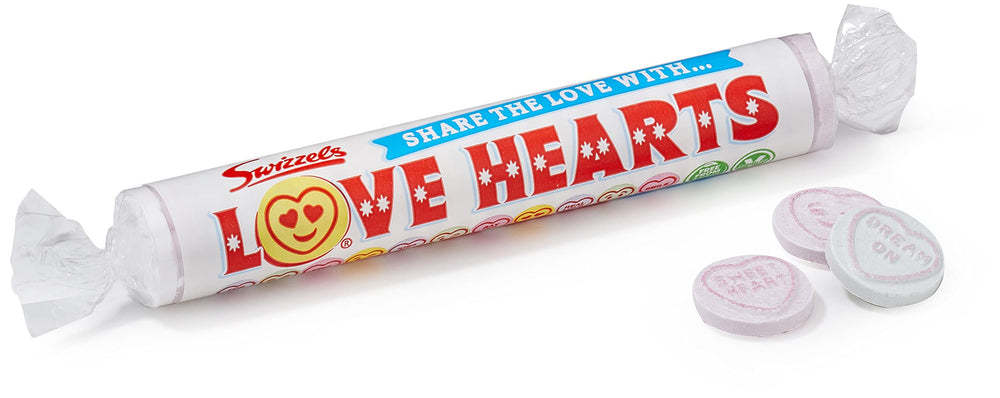 Swizzels paquete frontal con Giant Love Hearts visible y atractivo para regalos