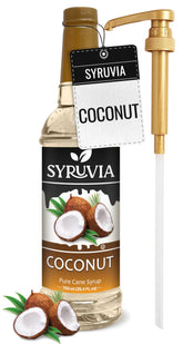 SYRUVIA botella frontal mostrando sirope de coco para bebidas