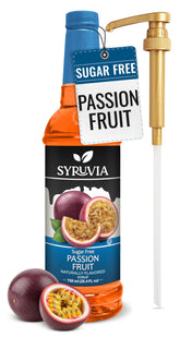 SYRUVIA botella frontal maracuyá, presentación clara y uso doméstico