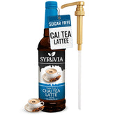 SYRUVIA botella frontal del chai tea latte sin azúcar, apariencia premium y lista para usar
