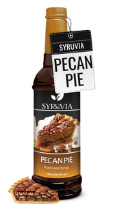 SYRUVIA envase delantero con jarabe pecan pie, añade sabor a café
