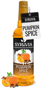 SYRUVIA envase frontal Pumpkin Spice que muestra etiquetado claro y atractivo