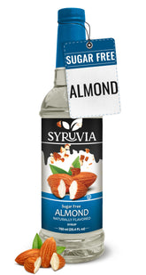 Syruvia envase frontal almendra mostrando la botella y beneficio de sabor