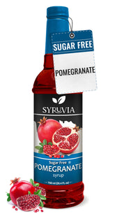 SYRUVIA botella frontal granadina sin azúcar mostrando etiqueta y tamaño