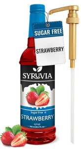 SYRUVIA botella frontal con bomba mostrando diseño práctico y uso fácil