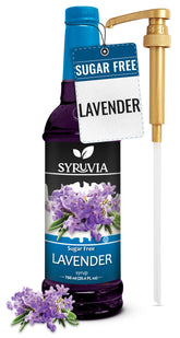Syruvia botella frontal lavanda mostrando diseño y volumen