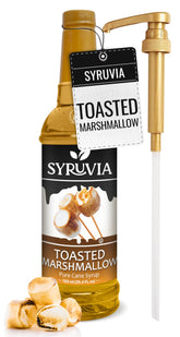 SYRUVIA botella frontal malvavisco tostado mostrando etiqueta y presentación