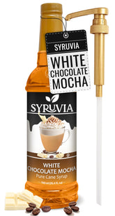 SYRUVIA botella frontal mostrando etiqueta y volumen, versátil y práctica