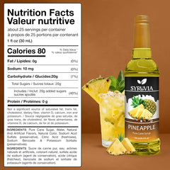 SYRUVIA jarabe de piña vertido en cóctel tropical para sabor vibrante