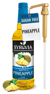 Botella Syruvia Sugar Free Pineapple Syrup vista frontal lista para usar