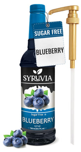 SYRUVIA botella frontal con bomba mostrando el producto y uso práctico
